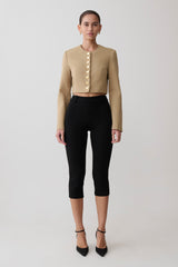 Marielle Button Up Cropped Jacket - Taupe