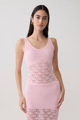 Atlantis Crochet Knit Top - Baby Pink
