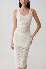 Atlantis Crochet Knit Midi Skirt - White