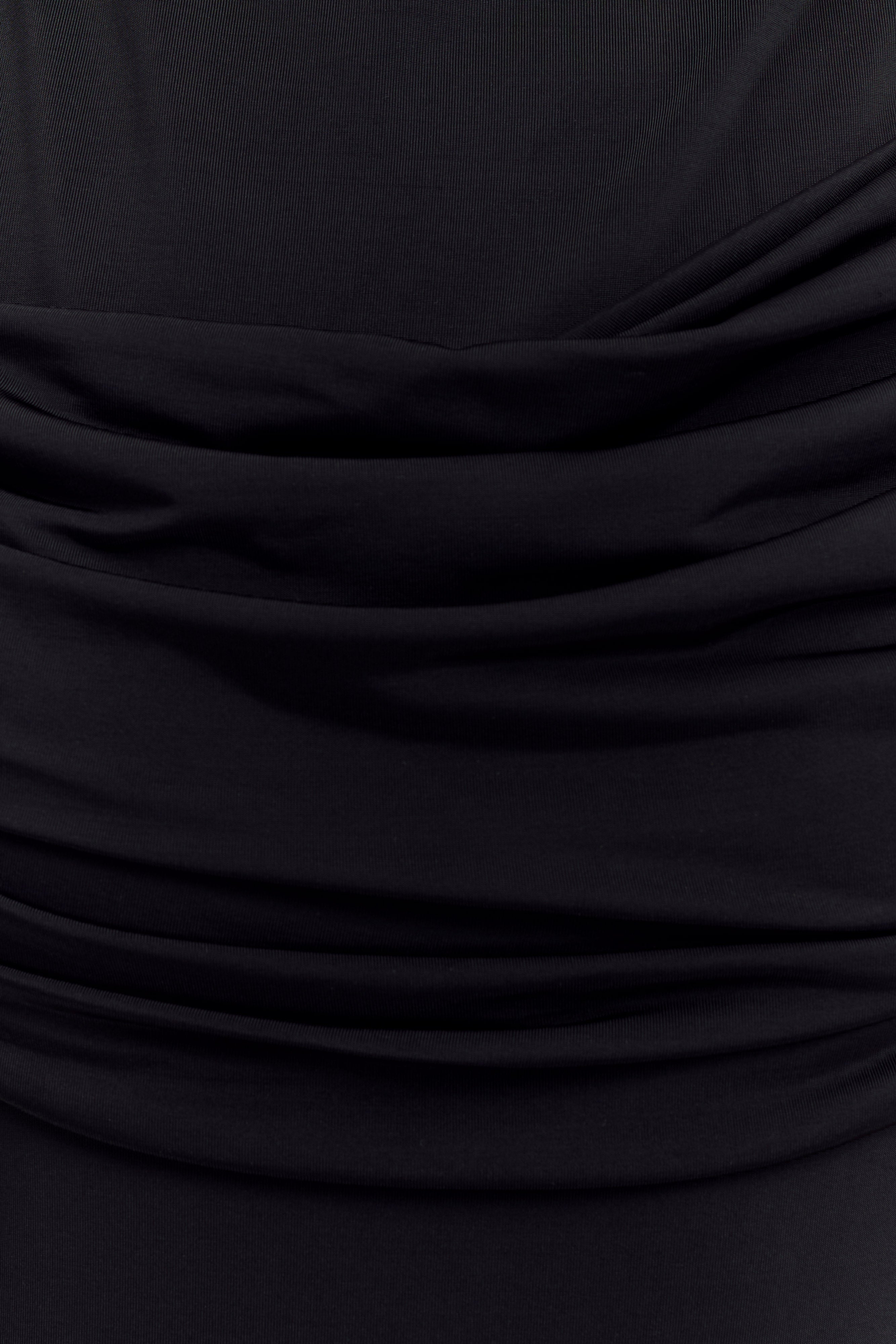 Henley Slinky Drape Maxi Dress - Black
