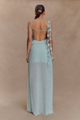 Rosalie Floral Chiffon Maxi Dress - Lagoon