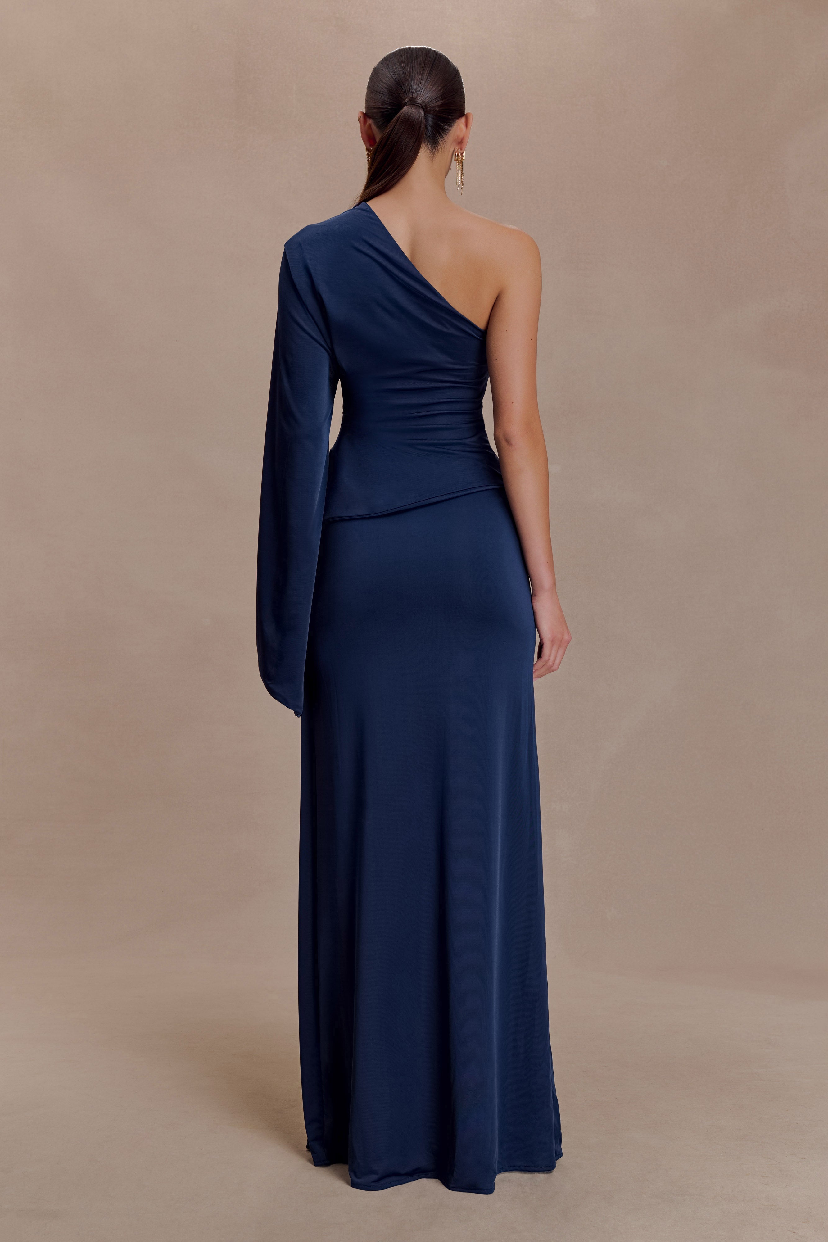 Vivica Slinky Gathered Maxi Skirt - Midnight Navy