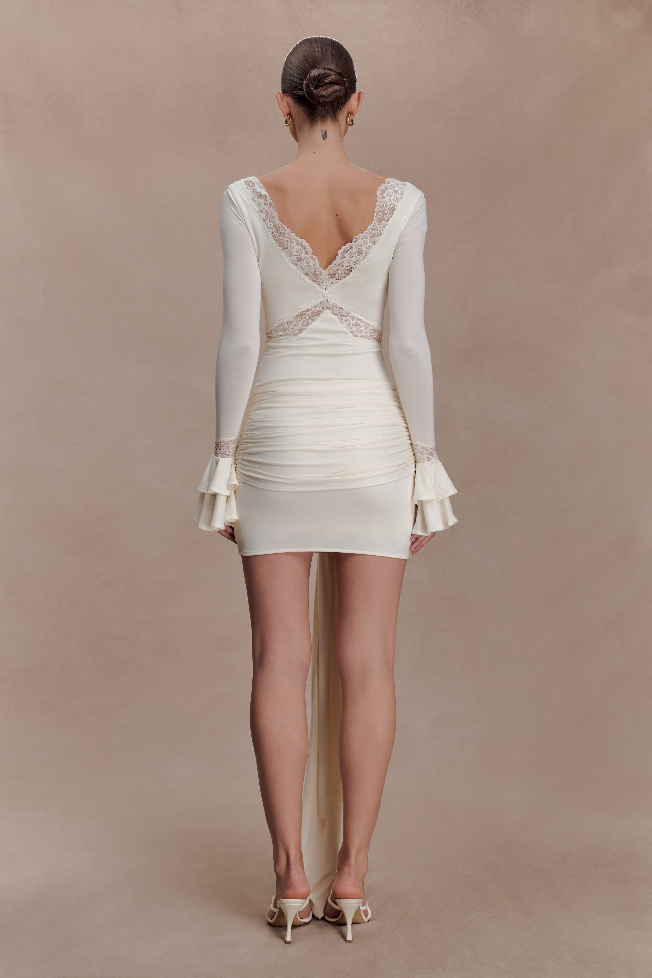 Electra Slinky Lace Mini Dress - Ivory
