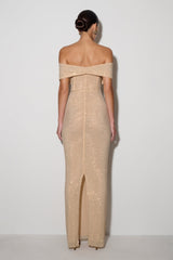 Phi Multi-Wear Cowl Diamante Maxi Dress - Gold