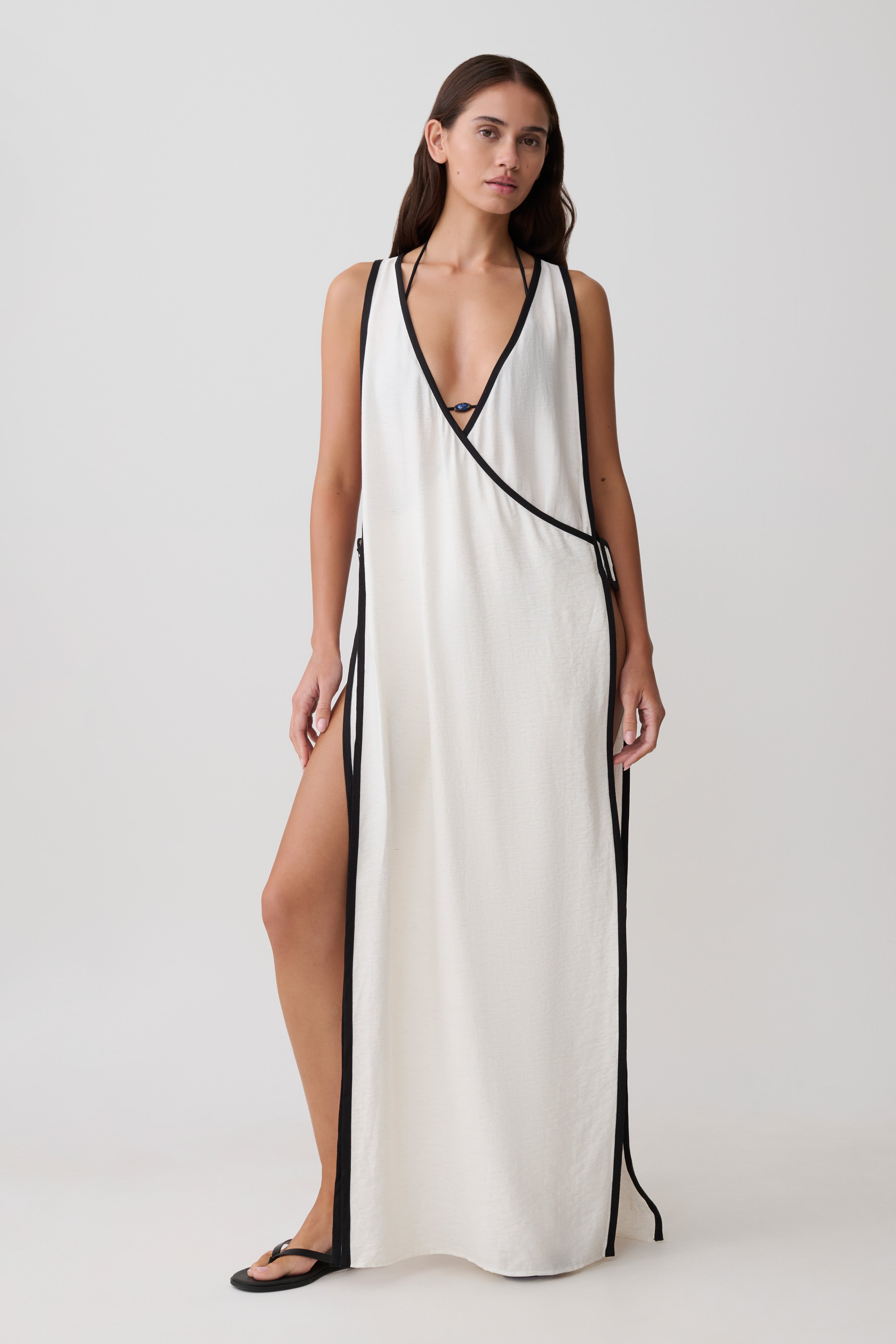 Arcadia Crossover Coverup Maxi Dress - White