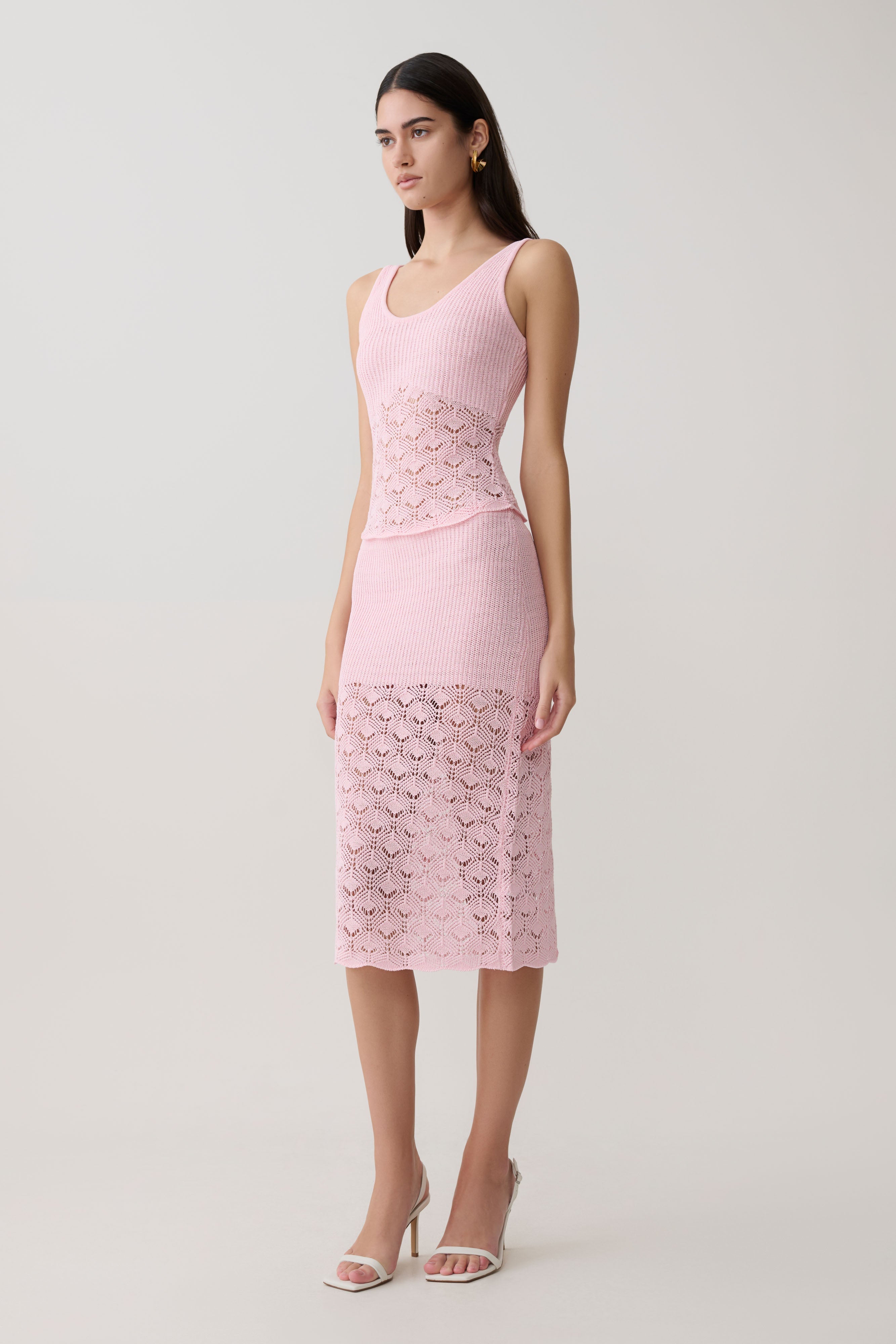 Atlantis Crochet Knit Top - Baby Pink