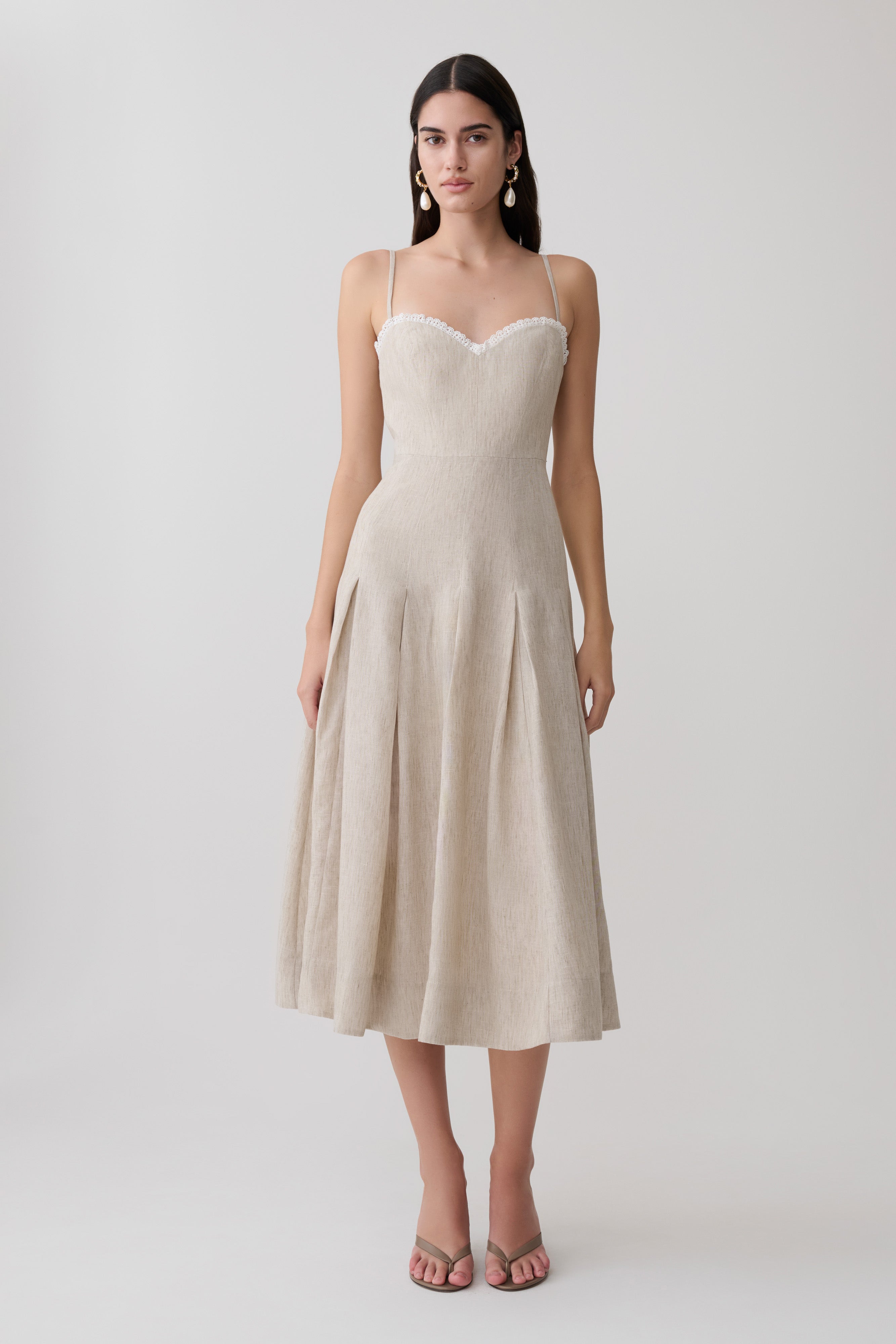 Taylor Linen Midi Dress - Natural