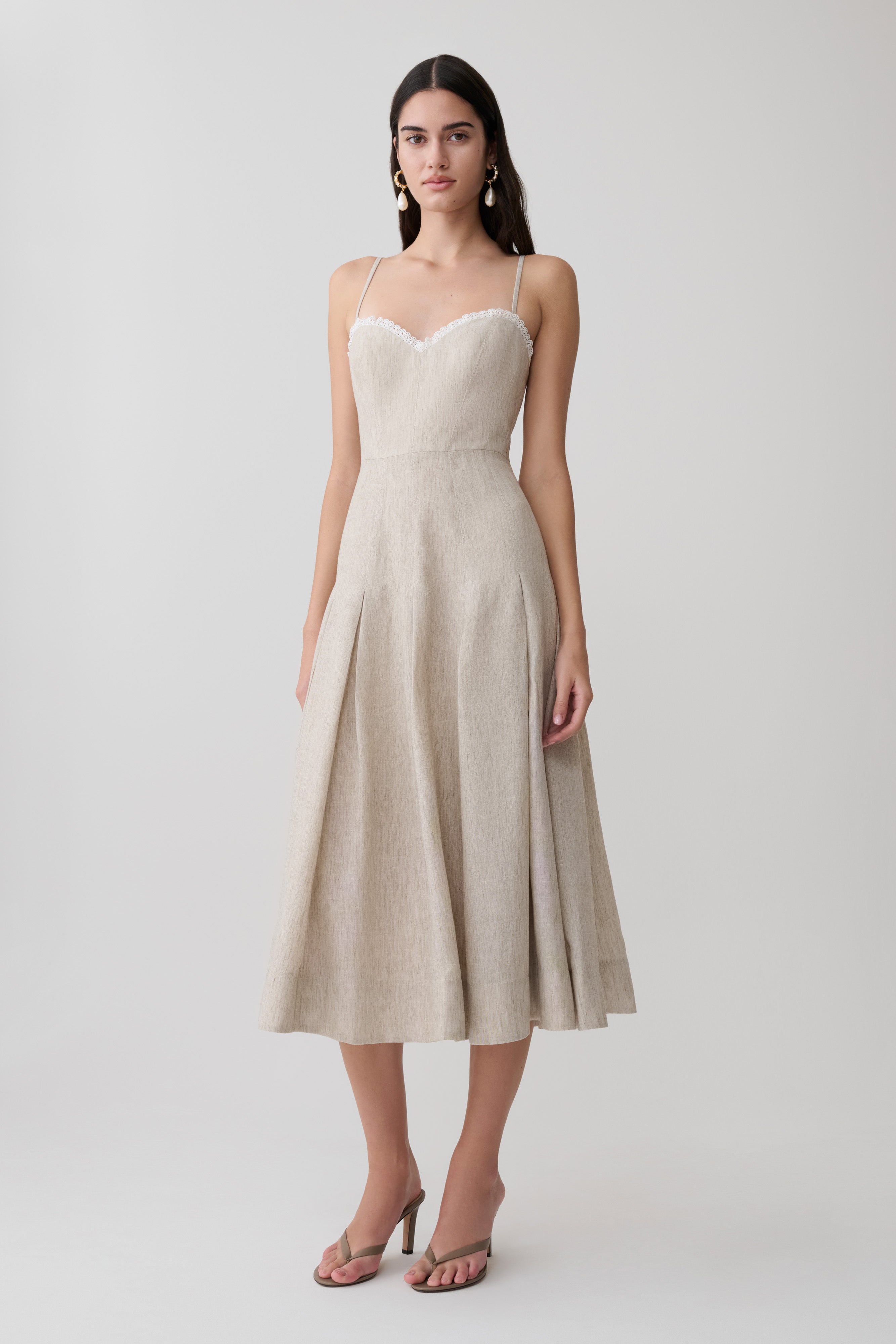 Taylor Linen Midi Dress - Natural