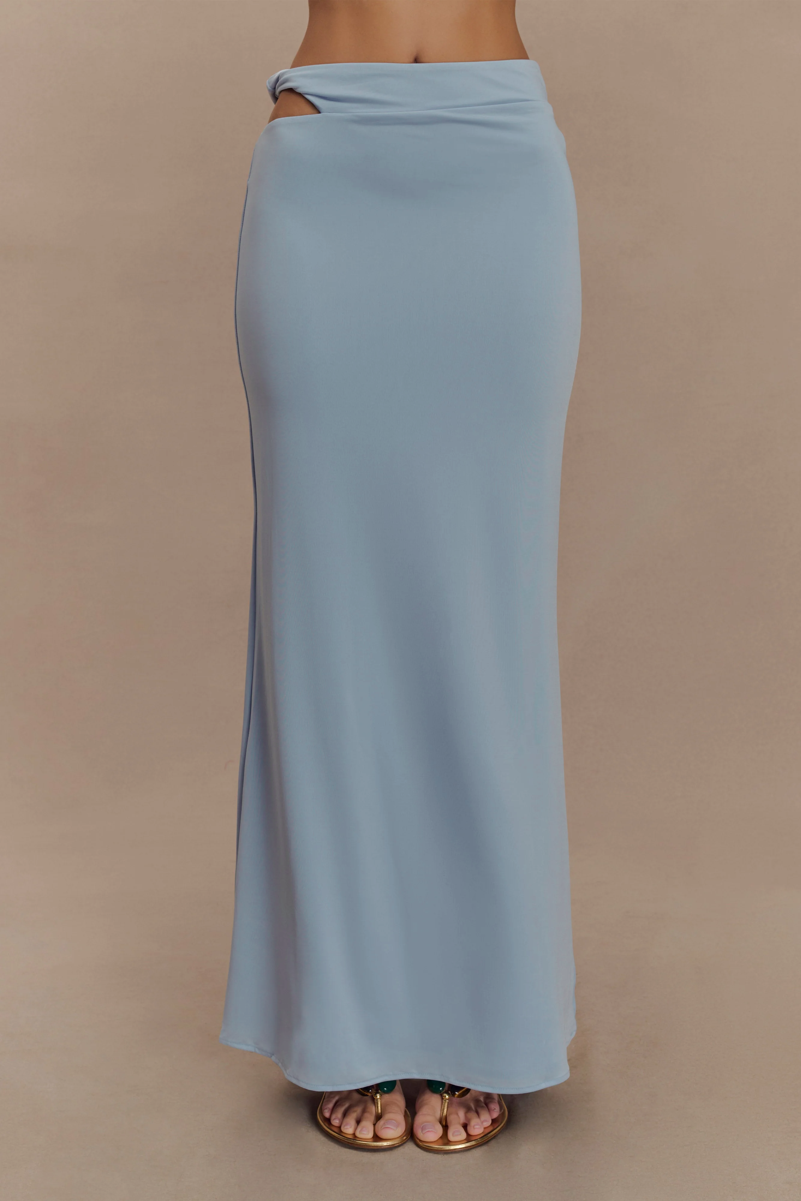 Haven Slinky Twist Midi Skirt - Pale Blue