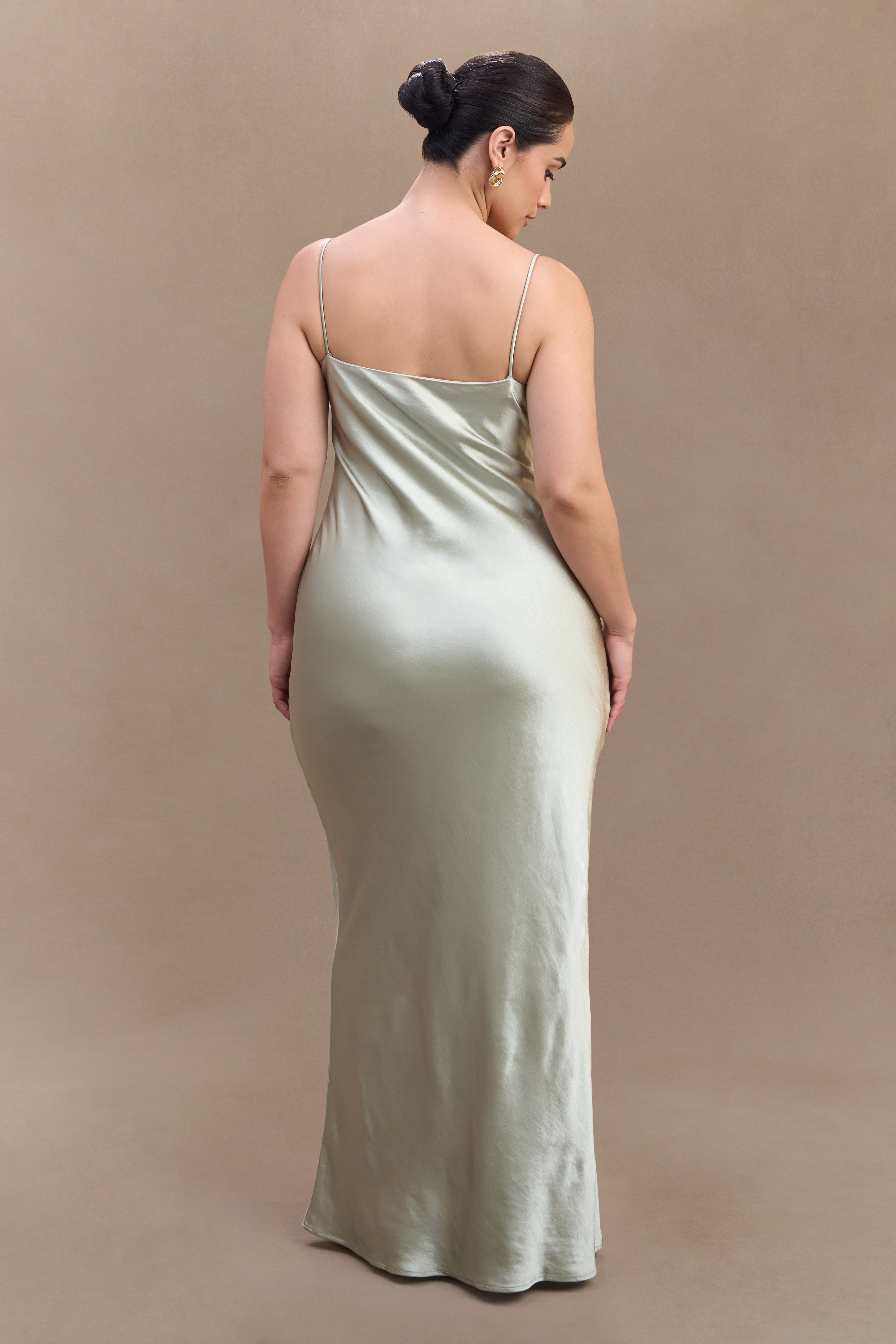 Lilly Sweetheart Satin Maxi Dress - Sage